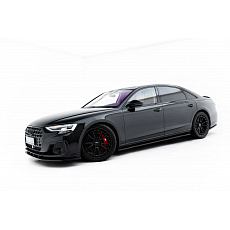 Maxton Design difuzory pod boční prahy pro Audi A8 D5, D5 Facelift, černý lesklý plast ABS, S-Line Long
