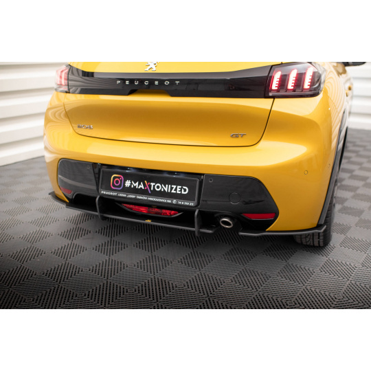 Maxton Design "Street Pro" boční difuzory pod zadní nárazník pro Peugeot 208 GT Mk2, plast ABS bez povrchové úpravy, s černou a červenou linkou