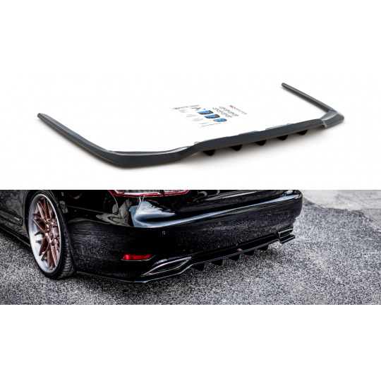 Maxton Design spoiler pod zadní nárazník s žebrováním pro Lexus LS Mk4, černý lesklý plast ABS
