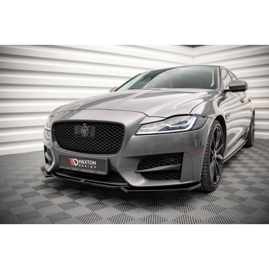 Maxton Design spoiler pod přední nárazník pro Jaguar XF Mk2 /R-Sport, černý lesklý plast ABS