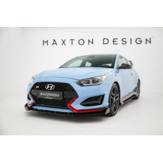 Maxton Design "Street Pro" spoiler pod přední nárazník s křidélky pro Hyundai Veloster N Mk2, plast ABS bez povrchové úpravy, s červenou linkou