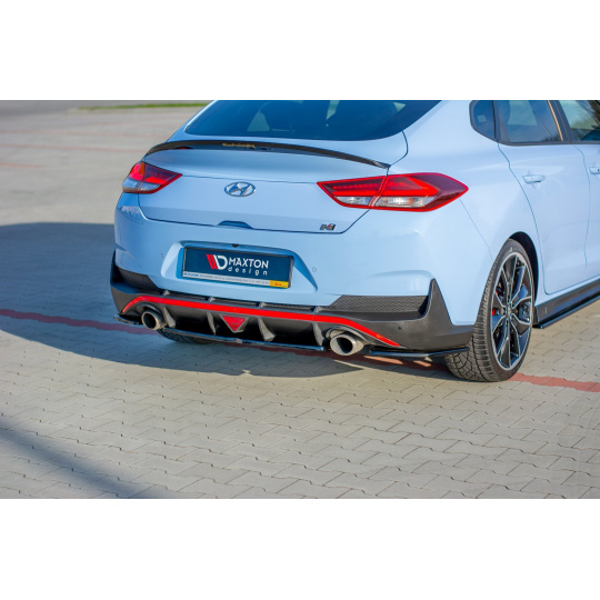 Maxton Design středový spoiler zadního nárazníku pro Hyundai i30 N Mk3, černý lesklý plast ABS, fastback