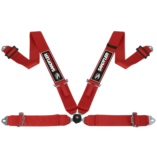 Sandtler Sponsor čtyřbodový 3" bezpečnostní pás s homologací FIA, barva červená
