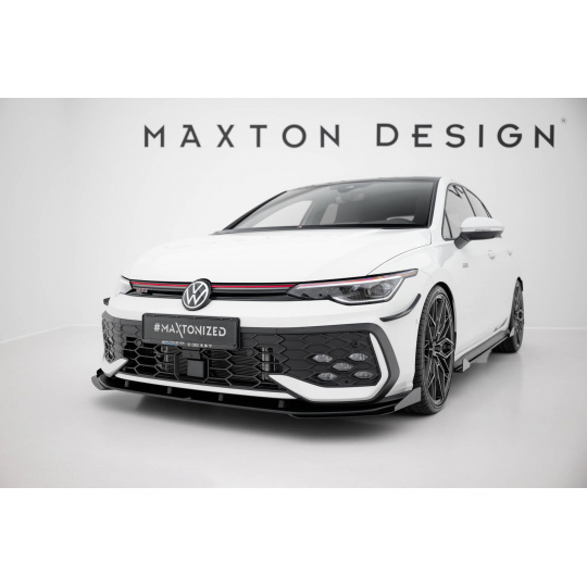 Maxton Design "Street Pro" spoiler pod přední nárazník s křidélky pro Volkswagen Golf R-Line Mk8 Facelift, plast ABS bez povrchové úpravy