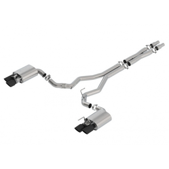 Borla Cat-Back výfukový systém "ATAK" s chromovými koncovkami pro Ford Mustang GT 5,0l RWD 2-dvéř. r.v. 2018-2020, typ koncovek: černé