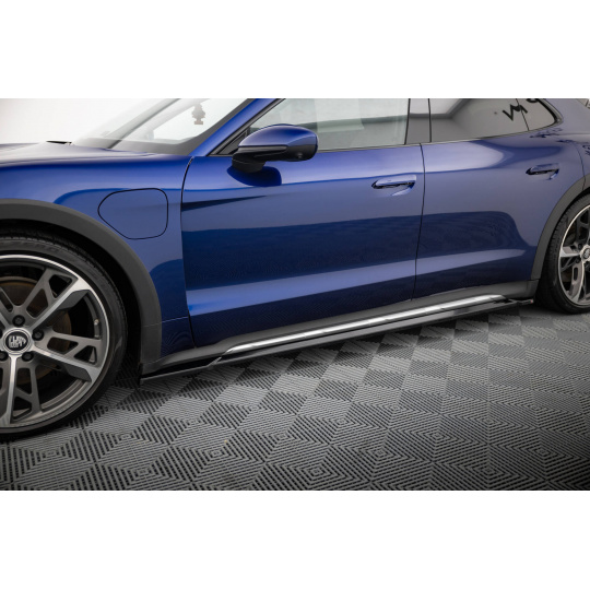 Maxton Design difuzory pod boční prahy pro Porsche Taycan 4S, černý lesklý plast ABS, Cross Turismo