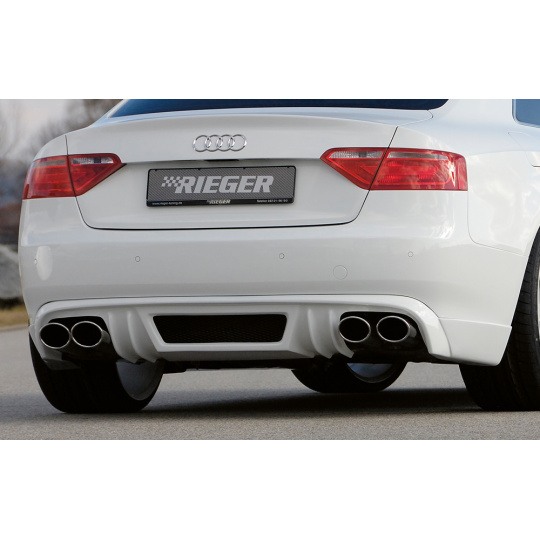 Rieger spoiler pod zadní nárazník pro Audi A5 B8, B81 kabriolet, kupé před faceliftem r.v. 06/07-07/11, plast ABS bez povrchové úpravy, mimo S-Line, pro dvojité koncovky na obou stranách 4x115x85 mm