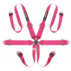 Sandtler Sponsor šestibodový bezpečnostní pás s homologací FIA kompatibilní s HANS, barva růžová