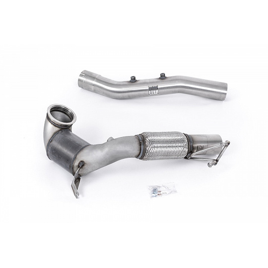 Milltek Sport downpipe a Hi-Flow sportovní katalyzátor 94mm / 3.7" ID Turbo Outlet do 80mm / 3.15" Downpipe s 200CPSI Race Cat pro Volkswagen Golf Mk8 GTi (245ps bez GPF / NA modely) 2021-2024, pouze pro Milltek cat back systém