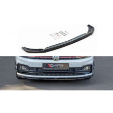 Maxton Design spoiler pod přední nárazník ver.1 pro Volkswagen Polo GTI Mk6, černý lesklý plast ABS