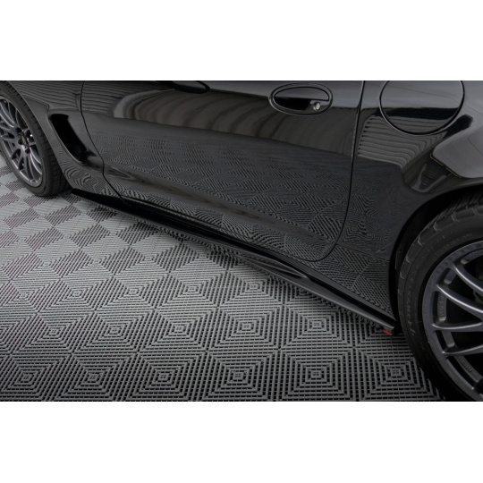 Maxton Design difuzory pod boční prahy pro Chevrolet Corvette C5, černý lesklý plast ABS