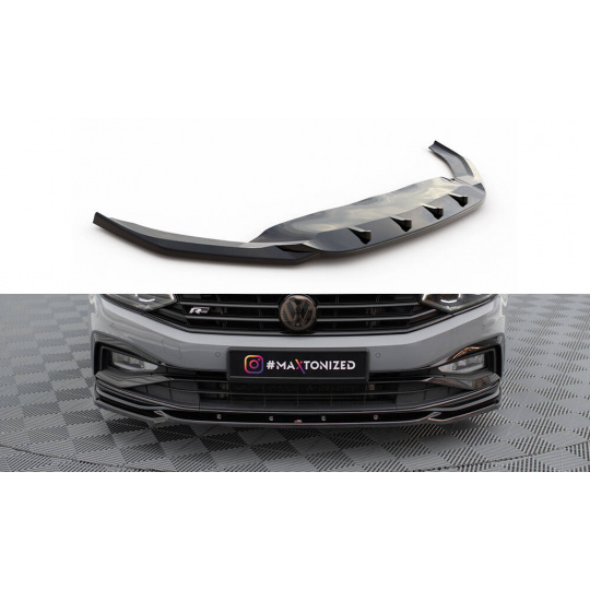 Maxton Design spoiler pod přední nárazník ver.2 pro Volkswagen Passat Mk8 (B8) Facelift, černý lesklý plast ABS, R-Line