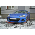 Maxton Design spoiler pod přední nárazník ver.5 pro Subaru BRZ Mk1 Facelift, černý lesklý plast ABS, s červenou linkou