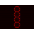 Kompletní LED hexagonové svítidlo červené, rozměr: 4 elementy 97 x 327 cm