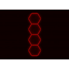 Kompletní LED hexagonové svítidlo červené, rozměr: 4 elementy 97 x 327 cm Kompletní LED hexagonové svítidlo červené, rozměr: 4 elementy 97 x 327 cm