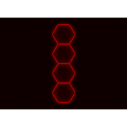 Kompletní LED hexagonové svítidlo červené, rozměr: 4 elementy 97 x 327 cm