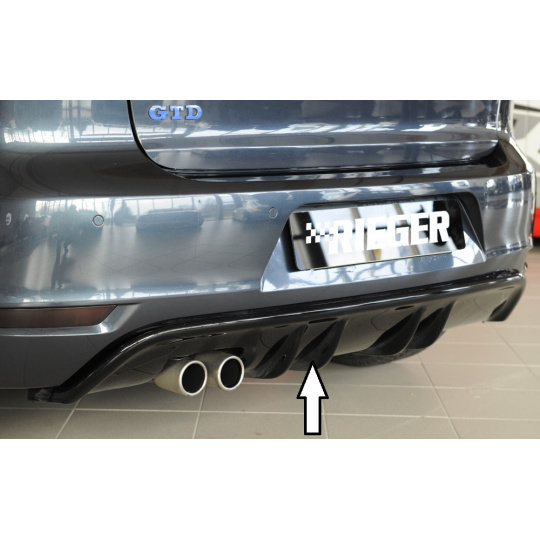 Rieger vložka zadního nárazníku s dvojitými žebry pro Volkswagen Golf 6 vč. GTD 3-dvéř., 5-dvéř., kabriolet, plast ABS lakovaný do černé lesklé barvy Rieger vložka zadního nárazníku s dvojitými žebry pro Volkswagen Golf 6 vč. GTD 3-dvéř., 5-dvéř., kabriolet, plast ABS lakovaný do černé lesklé barvy