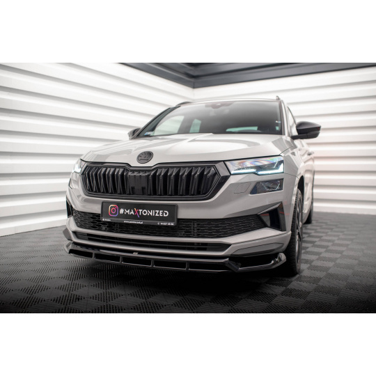Maxton Design spoiler pod přední nárazník pro Škoda Karoq MK1 Facelift Sportline, černý lesklý plast ABS