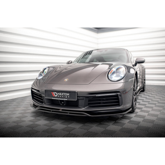 Maxton Design spoiler pod přední nárazník pro Porsche 911 992 /Carrera 4S, černý lesklý plast ABS