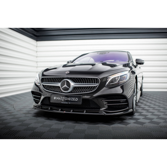 Maxton Design spoiler pod přední nárazník ver.2 pro Mercedes třída S W222/Coupe (C217)/AMG-Line Facelift, černý lesklý plast ABS