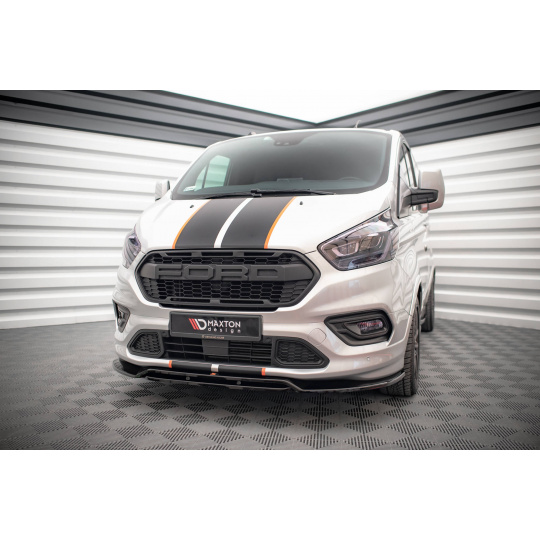 Maxton Design spoiler pod přední nárazník pro Ford Transit Custom Mk1 Facelift ST-Line, černý lesklý plast ABS