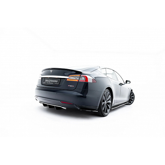 Maxton Design boční difuzory pod zadní nárazník ver.2 pro Tesla Model S, černý lesklý plast ABS