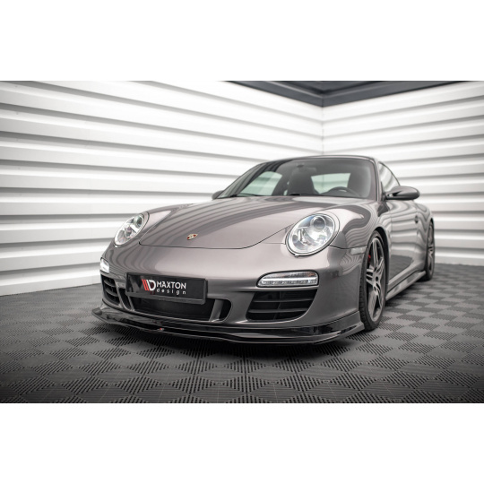 Maxton Design spoiler pod přední nárazník pro Porsche 911 997 Carrera GTS Facelift, černý lesklý plast ABS