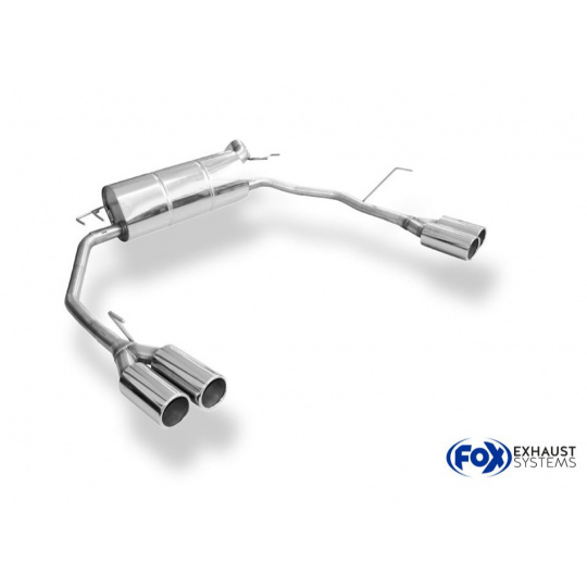 Fox Sportauspuff koncový tlumič výfuku s příčným výstupem s koncovkou 2x90 Typ 12 na obou stranách pro Honda Civic 10/2011-2017 s motorem 1.8, Hatchback