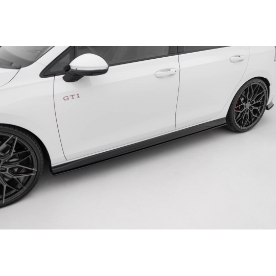 Maxton Design "Street Pro" difuzory pod boční prahy ver.2 pro Volkswagen Golf GTE Mk8 Facelift, plast ABS bez povrchové úpravy, s černou a červenou linkou