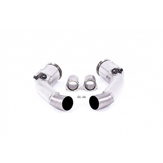 Milltek Sport Downpipes s náhradami katalyzátorů pro Audi RS7 C8 4.0 V8 bi-turbo (bez OPF/GPF US/ROW) 2019-2024, pro OE Cat Back systém