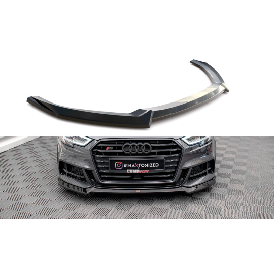 Maxton Design spoiler pod přední nárazník ver.3 pro Audi S3 8V FL, černý lesklý plast ABS, Sportback