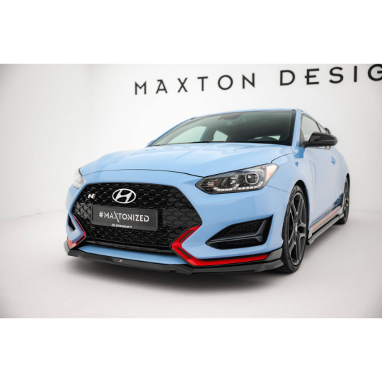 Maxton Design spoiler pod přední nárazník pro Hyundai Veloster N Mk2, černý lesklý plast ABS