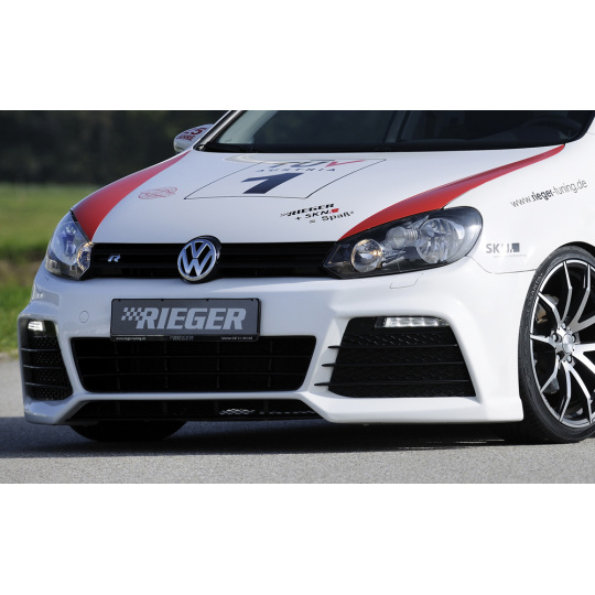 Rieger přední nárazník pro Volkswagen Golf 6 vč. GTD, GTI 3-dvéř., 5-dvéř., kabriolet, plast ABS bez povrchové úpravy, pro vozy s ostřikovači světlometů, bez PDC a parkovacího asistenta