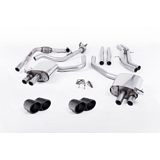 Milltek Sport výfukový systém cat-back bez rezonátoru (hlasitější) pro Audi S5 3.0 V6 Turbo Sportback B9 (Sport Diff Models Only, bez výztuhy) 2017-2024, typ koncovek: JET-100 karbonové