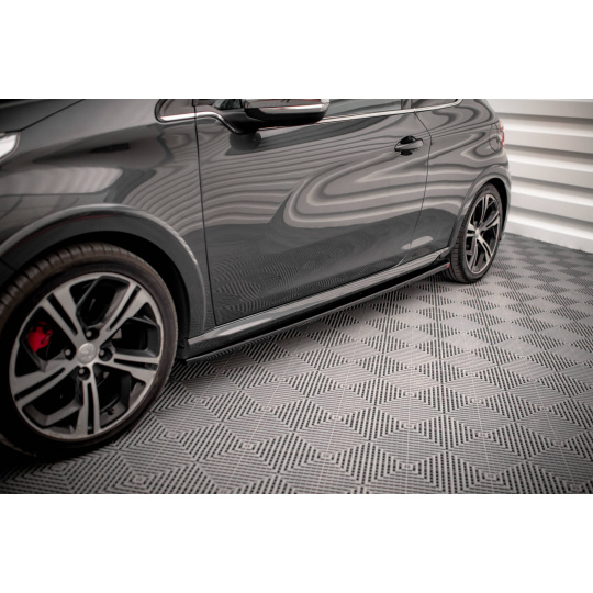 Maxton Design difuzory pod boční prahy pro Peugeot 208 Mk1 GTI, černý lesklý plast ABS