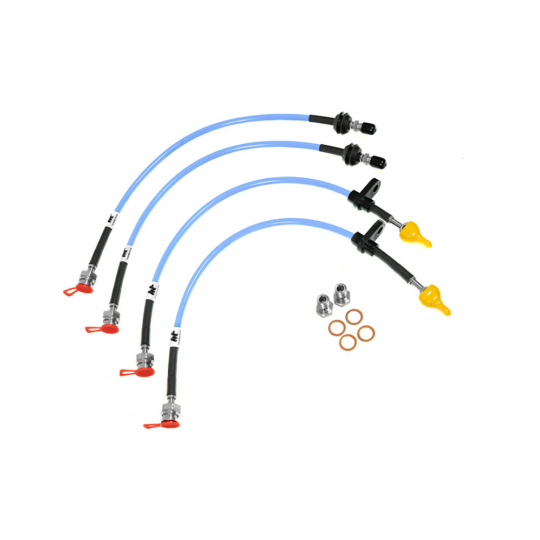 Forge Motorsport sada opletených brzdových hadic pro Toyota Supra Mk5 (A90), barva potahu: modrá