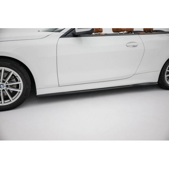 Maxton Design difuzory pod boční prahy pro BMW řada 4 G22, G22 Facelift, G23, G23 Facelift, černý lesklý plast ABS, Coupe / Cabrio