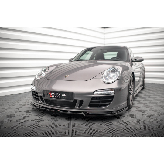 Maxton Design spoiler pod přední nárazník ver.2 pro Porsche 911 997 Carrera GTS Facelift, černý lesklý plast ABS