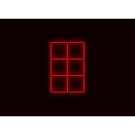 Kompletní LED čtyřhranné svítidlo červené, rozměr: 6 elementů 88 x 132 cm