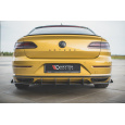 Maxton Design "Racing durability" vložka zadního nárazníku s křidélky pro Volkswagen Arteon, černý lesklý plast ABS, s červenou linkou