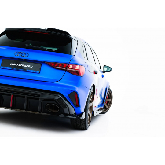 Maxton Design boční difuzory pod zadní nárazník ver.2 pro Audi RS3 8Y Facelift, černý lesklý plast ABS, Sportback