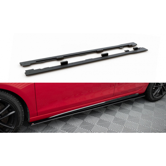 Maxton Design "Racing durability" difuzory pod boční prahy pro Volkswagen Golf GTI Mk6, plast ABS bez povrchové úpravy, s červenou linkou