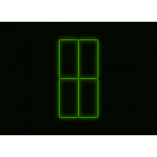 Kompletní LED čtyřhranné svítidlo zelené, rozměr: 4 elementy 88 x 234 cm