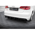 Maxton Design vložka zadního nárazníku pro Audi A3 8V, černý lesklý plast ABS, S-Line Sportback, verze s dvojitou koncovkou na jedné straně