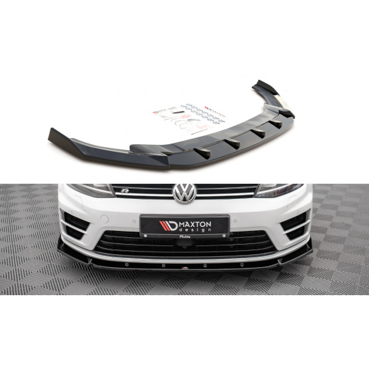 Maxton Design spoiler pod přední nárazník ver.4 pro Volkswagen Golf R Mk7, černý lesklý plast ABS