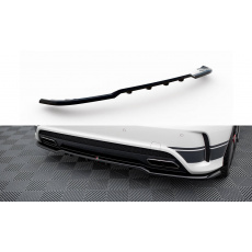 Maxton Design středový spoiler pod zadní nárazník s žebrováním pro Mercedes třída A W176 45 AMG, černý lesklý plast ABS