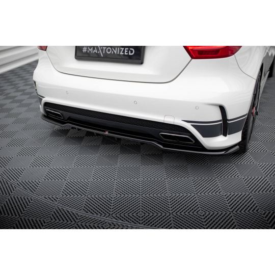 Maxton Design středový spoiler pod zadní nárazník s žebrováním pro Mercedes třída A W176 45 AMG, černý lesklý plast ABS