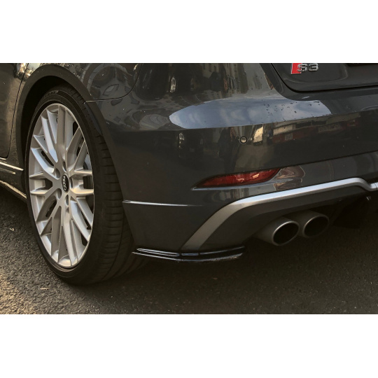 Maxton Design boční difuzory pod zadní nárazník pro Audi S3 8V FL, černý lesklý plast ABS