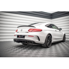 Maxton Design středový spoiler pod zadní nárazník s žebrováním pro Mercedes třída C W205 Facelift/63 AMG/Coupe, černý lesklý plast ABS