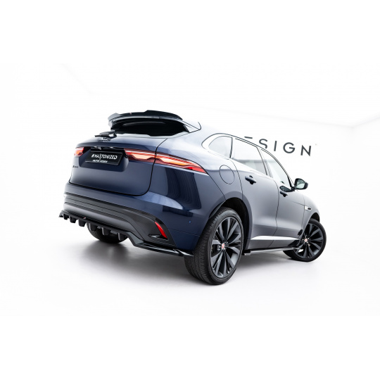 Maxton Design spoiler pod zadní nárazník s žebrováním pro Jaguar F-Pace R-Sport Mk1 Facelift, černý lesklý plast ABS
